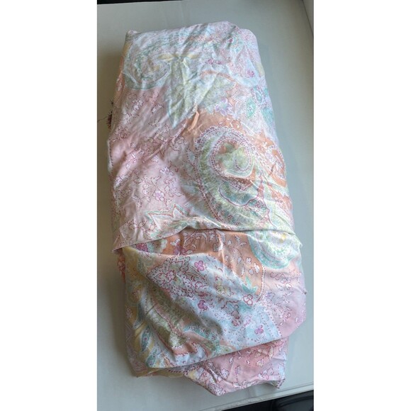 RALPH LAUREN Jamaica Paisley King Fitted Sheet Coral Yellow Aqua Sateen - Picture 1 of 4